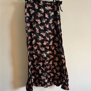 Floral Black Wrap Skirt